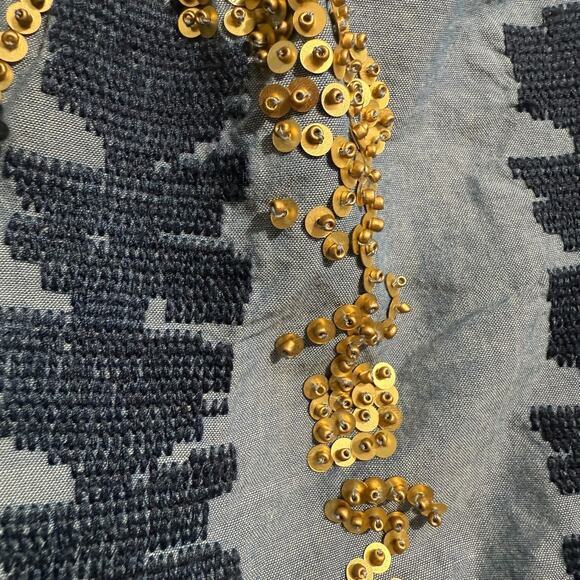 Raga Anthro Paityn Boho Chambray Tunic with emboidery and beaded sequins  large - Picture 4 of 8